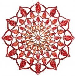 Amadea dřevěná dekorace mandala červená 9 cm