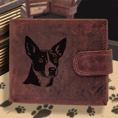 Pánská s motivem pro milovníky psů s obrázkem pejska Basenji Pánská hnědá peněženka Enzo – Zboží Mobilmania