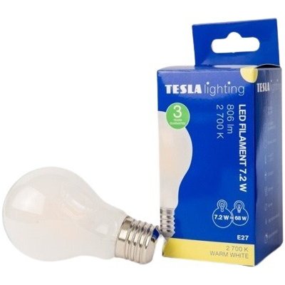 Tesla LED žárovka FILAMENT RETRO BULB E27, 7,2W, 230V, 806lm, 25 000h, 2700K teplá bílá, 360st – Zboží Mobilmania