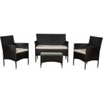 FurniGO Sedací souprava Fort Myers černá, béžové podušky – Hledejceny.cz