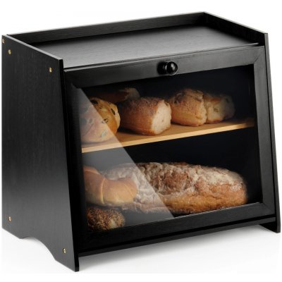 Vilde dvoupatrový bambusový chlebník v černé barvě 40 × 25 × 33,5 cm – Zboží Mobilmania