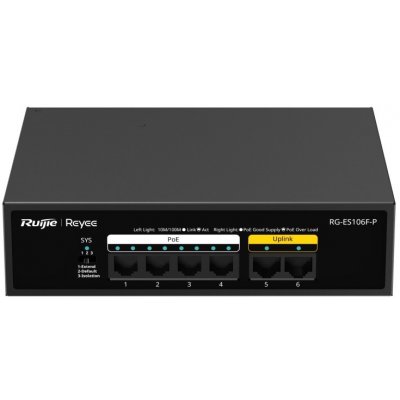 Reyee RG-ES106F-P, 6-Port 10/100 Mbps Unmanaged PoE Switch – Zboží Mobilmania