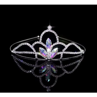 Naishide Jewelry slavnostní postříbřená korunka do vlasů s AB krystaly – Hledejceny.cz