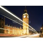 WEBLUX 4170127 Fototapeta plátno Big Ben in London at night against blue sky. London traffic Big Ben v noci v Londýně proti modré obloze. Londýnský provoz rozměry 330 x 244 cm – Hledejceny.cz