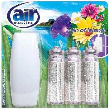 Air Menline Rain of Island Happy Osvěžovač vzduchu komplet sprej + náplně 3 x 15 ml