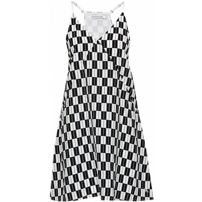 Calvin Klein šaty V-neck camisole dress černobílá – Zboží Mobilmania