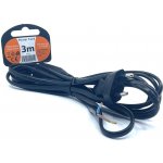 Solight flexo šňůra, 2x 0,75mm2, černá, plochá, vypínač, 3m s vypínačem – Zboží Živě