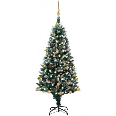 HangarStore.cz 3077530 Umělý vánoční stromek s LED a sadou koulí a šiškami 150 cm