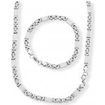 Ewena Pánský náhrdelník s náramkem z chirurgické oceli řecký klíč KA281 – Zboží Dáma