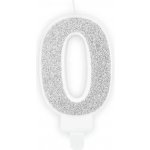 PartyDeco Narozeninová svíčka 0 stříbrná 7 cm – Sleviste.cz