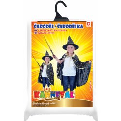Dětský karnevalový kostým RAPPA plášť černý s kloboukem čarodějnice/Halloween