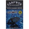 Rybářská karabinka a obratlík Carp ´R´ Us obratlík Quick Change Swivel vel.8 8ks