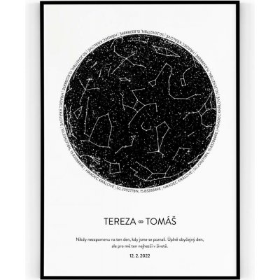 Hvězdná mapa A4 - 21 x 29,7 cm Pololesklý saténový papír – Zboží Mobilmania
