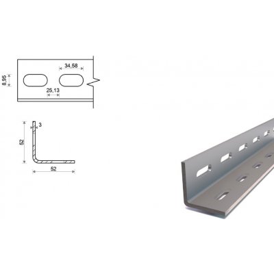 Děrovaný L profil 52x52x2 – Zboží Mobilmania