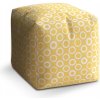 Sedací vak a pytel Sablio taburet Cube bílé kruhy na žluté 40x40x40 cm