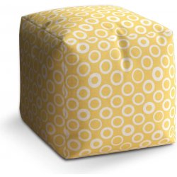 Sablio taburet Cube bílé kruhy na žluté 40x40x40 cm