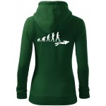 Evoluce potápění dámská mikina trendy zipper s kapucí Lahvově zelená – Zboží Dáma