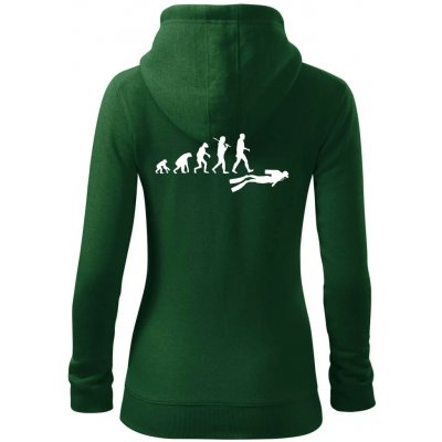 Evoluce potápění dámská mikina trendy zipper s kapucí Lahvově zelená – Zboží Dáma