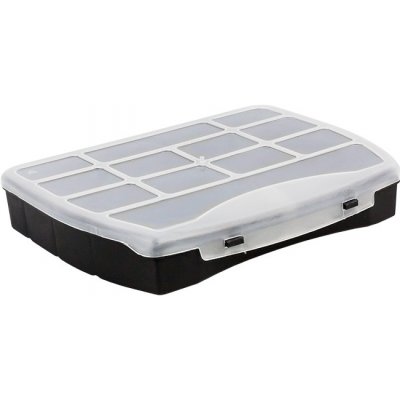 Plastový svět Domino organizér s víkem černý průhledný 25 x 20 x 4,4 cm – Zboží Mobilmania