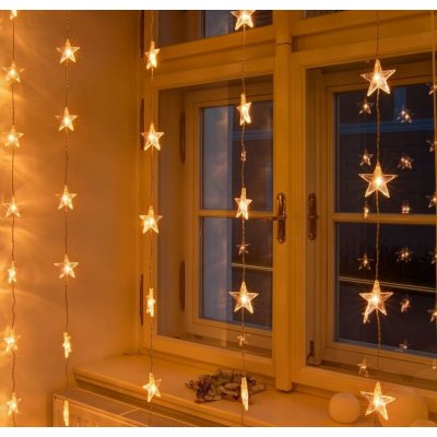 DecoLED Vánoční osvětlení do okna propojovatelné hvězdy 1,2x2m teple bílá 50 diod