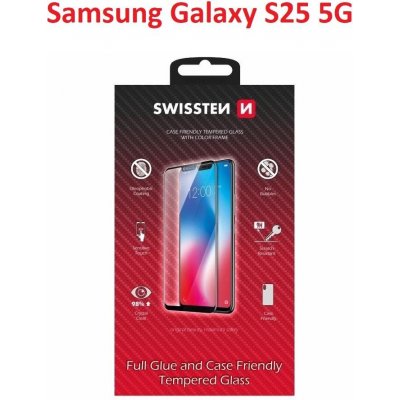 Swissten sklo full glue, color frame, case friendly pro Samsung Galaxy S25 černé 54501870 – Zboží Živě