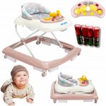 Baby Mix Chodítko s volantem a silikonovými kolečky pudrová růžová – Sleviste.cz