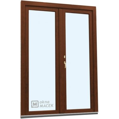 Kömmerling balkonové dveře 70 AD O+OS klapačka levé ořech/ořech 150 x 240 cm oboustranná klika + FAB + hliníkový práh – Hledejceny.cz