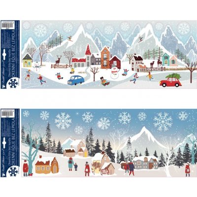 Okenní fólie zimní vesnička s glitrem 21 x 59,5 cm – Hledejceny.cz