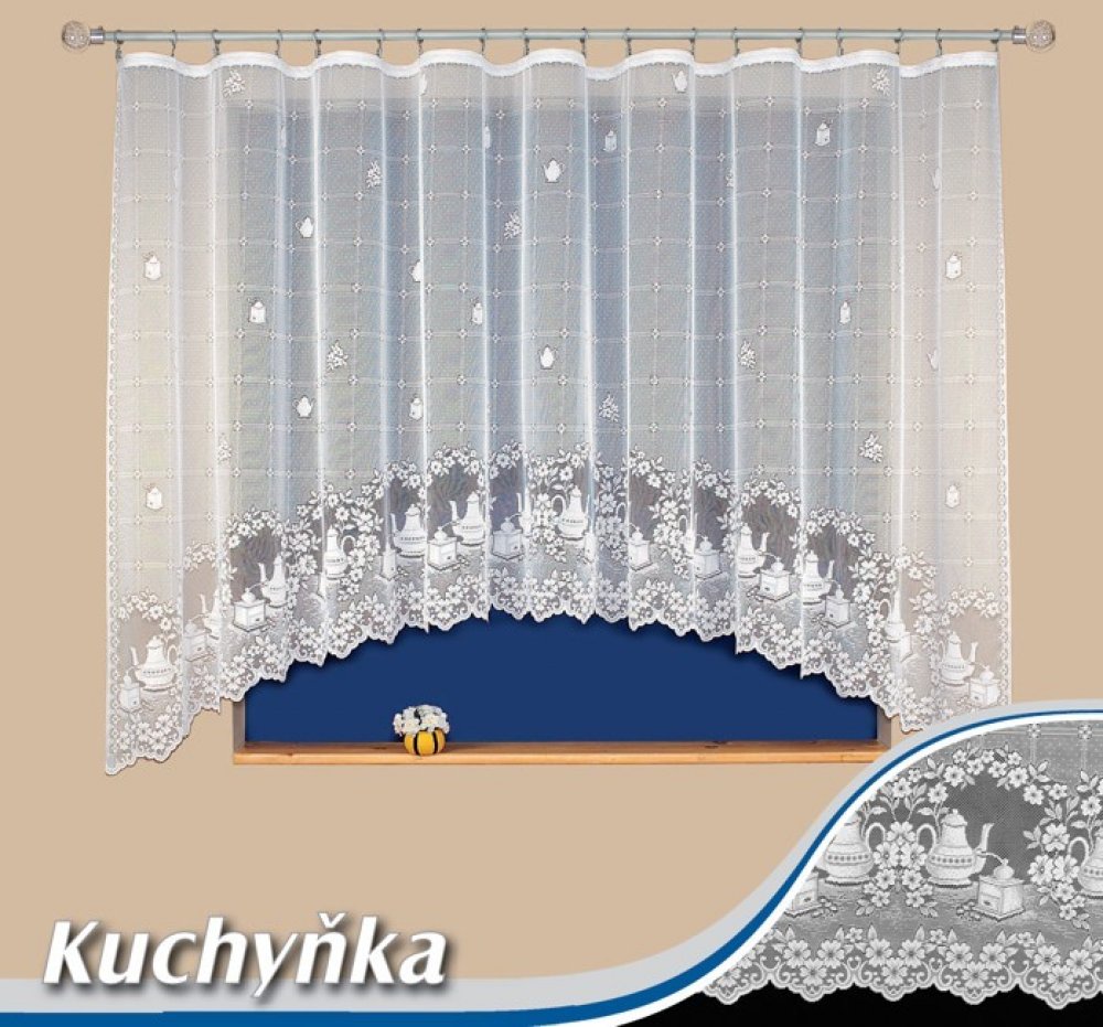 Tylex kusová záclona KUCHYŇKA jednobarevná bílá, výška 120 cm x šířka 220 cm  (na okno) | Srovnanicen.cz