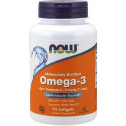 NOW Foods NOW Omega-3 molekulárně destilované a enterosolventní kapsle 90 softgelových kapslí