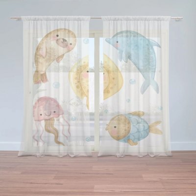 Sablio Záclony Podmořská parta: 2ks 150x250cm – Hledejceny.cz
