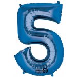 Amscan Balónek narozeninové číslo 5 modrý 86 cm – Hledejceny.cz