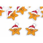 Dřevěný dekorační knoflík vánoční cesmína, hvězda, čepice Varianta: 2 žlutá hvězda, Balení: 10 ks – Zboží Dáma