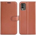Litchi knížkové na Nokia C32 - hnědé – Zboží Živě