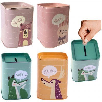 Kovová dětská pokladnička se zvířátkem 11 × 8 cm – Zboží Dáma