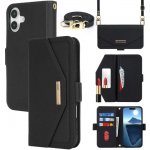 AppleKing flipové pouzdro s popruhem ve stylu psaníčka pro iPhone 17 - černé – Hledejceny.cz