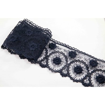 Vyšívaná krajka - tmavě modrá - šířka 8 cm – Zbozi.Blesk.cz