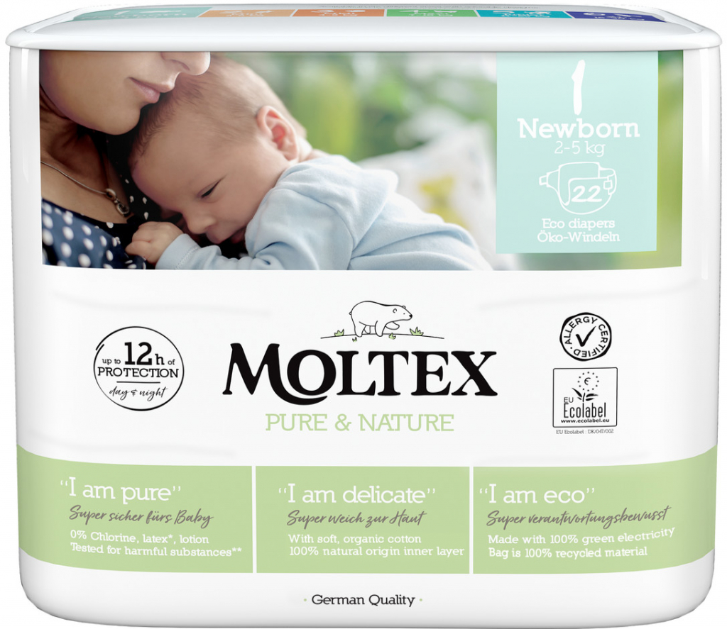 MOLTEX Pure & Nature Newborn 2-5 kg 22 ks