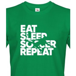 Bezvatriko.cz pánské tričko Fotbal eat sleep soccer repeat Canvas 1560 zelená