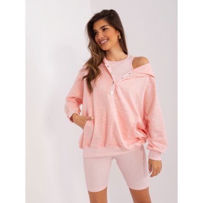 Basic třídílný komplet šortek, crop topu a mikiny em-kmpl-831.17-light pink – Zboží Mobilmania