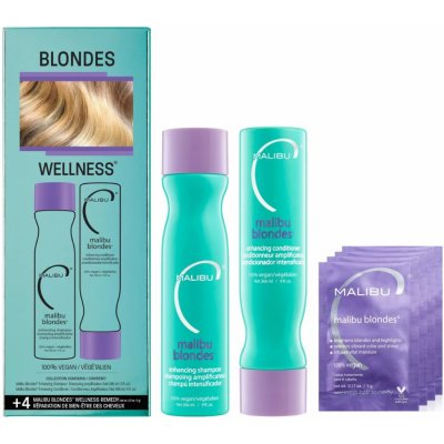 Malibu Blondes Enhancing Collection šampon 266 ml + kondicionér 266 ml + wellness sáčky 4 kusy dárková sada