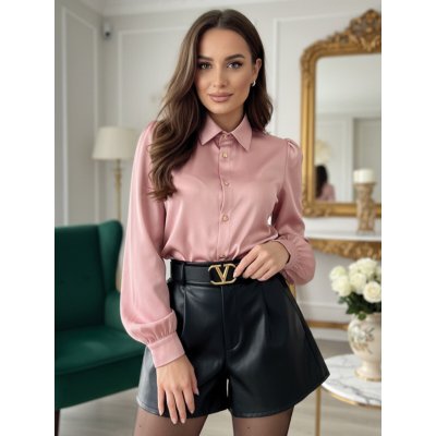 Saténová dámská halenka VSB Elegant v jemné růžové – Zbozi.Blesk.cz