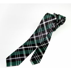 Hedvábná kravata LeeOppenheimer černo zelená Slim