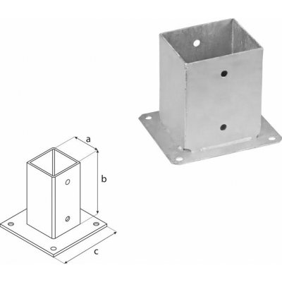 Domax šroubovací patka sloupku se čtvercovou základnou PSP 120 - 121 x 150 x 180 x 2.0 mm – Zboží Mobilmania