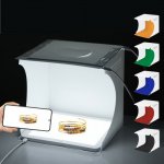 PULUZ Světelný stan přenosný 20 cm, kruhové světlo LED + spodní led panel, odnímatelné pozadí 5 barev – Zboží Živě
