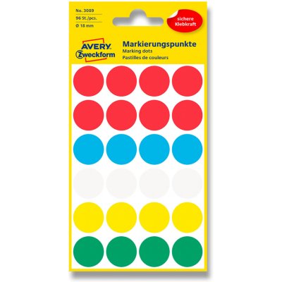 Avery Zweckform Etikety na různá značení 96 ks různobarevné 18 mm kulaté 3089 – Zboží Dáma