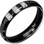 Šperky eshop prsten černý lesklý zirkony Forever Love BB4.3 – Zboží Dáma