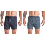 Cotton Boxer pánské bavlněné boxerky se vzorem 2 ks šedá tmavě modrá – Hledejceny.cz