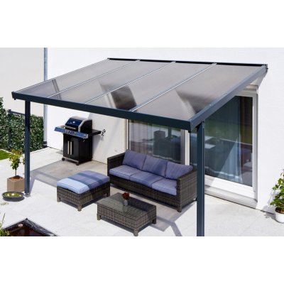 Gutta Terrassendach Premium hliníková pergola 4102x4060mm bílá polykarbonát 16 mm bronz – Zbozi.Blesk.cz