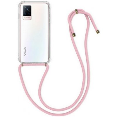 Pouzdro TopQ Vivo V21 5G silikon s růžovou šňůrkou průhledný